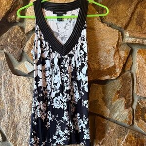 Venezia Black and White Floral Tank Top